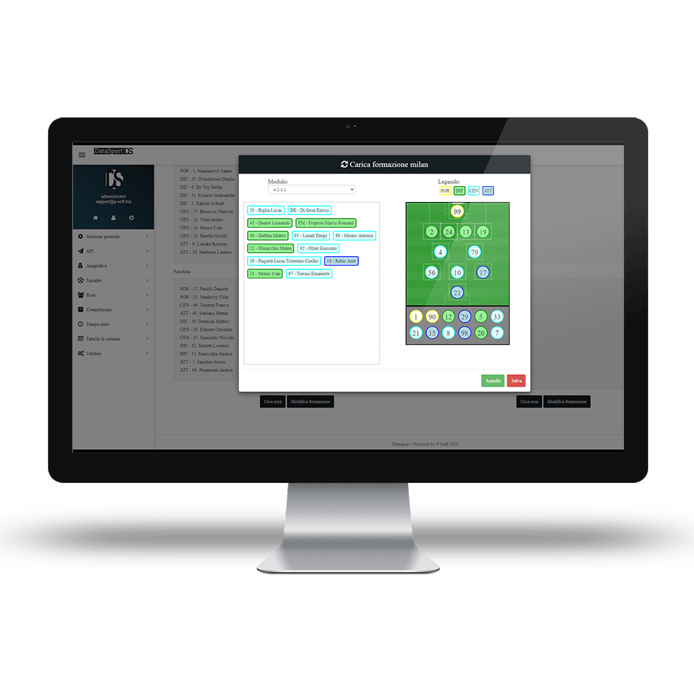 webapp Datasport - Gestione contenuti sportivi